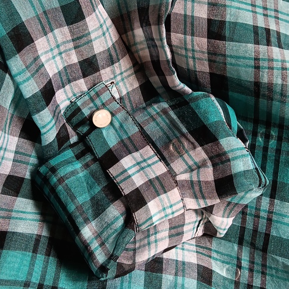 Michael Kors plaid sheer silk blouse - Picture 6 of 6